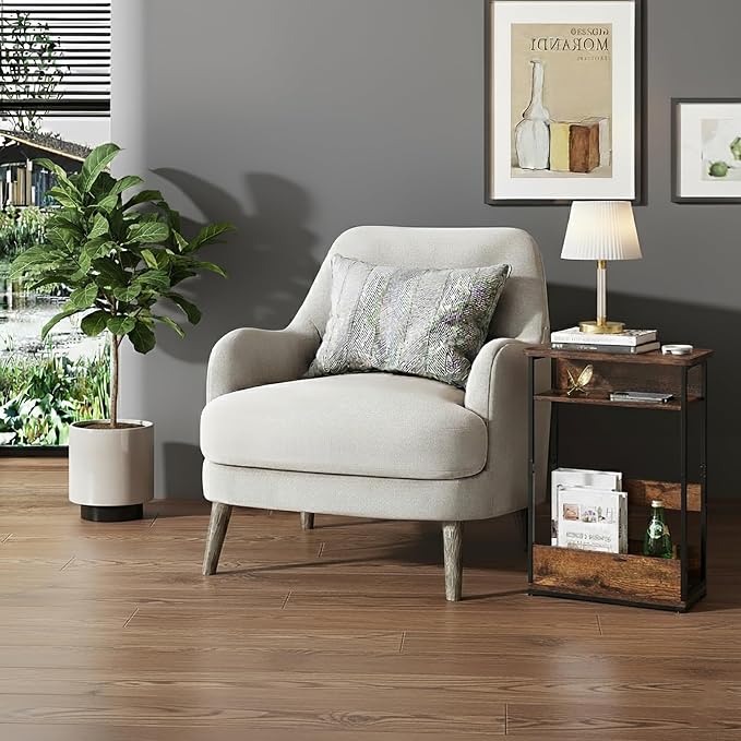 Vintage Narrow Side Table with Storage Shelf, 3 Tier Slim End Table Modern Sofa - Image 5