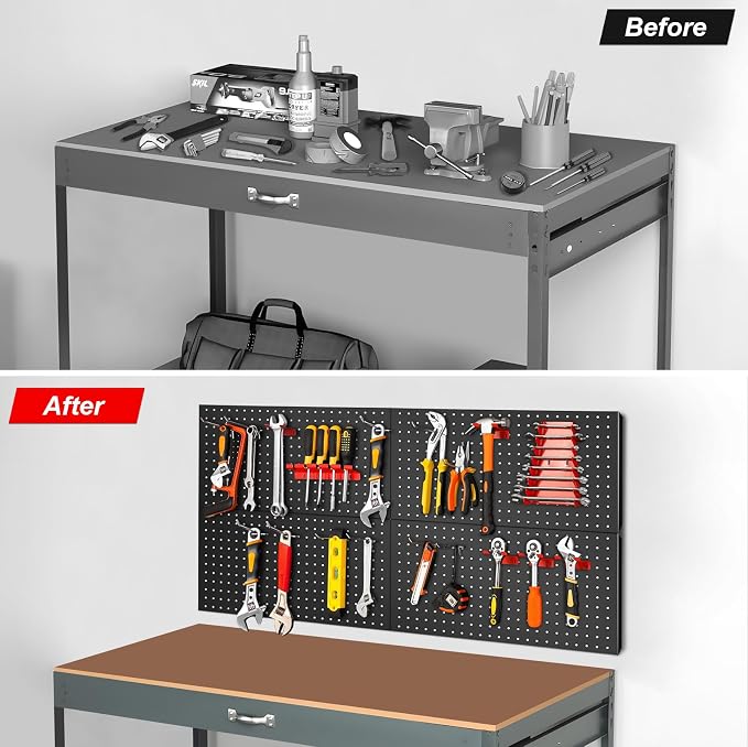 4Pcs Metal Pegboard Panels 24"x12" - Image 6