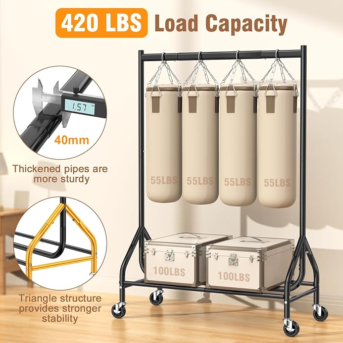 EAGMAK Heavy Duty Clothes Rack Load 420 LBS, Rolling Garment Rack - Image 2