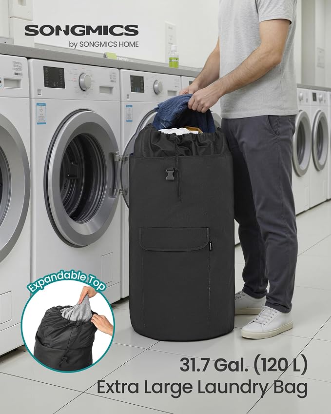 SONGMICS Laundry Bag, Laundry Backpack 31.7 Gallons, Heavy-Duty, Large - Image 2