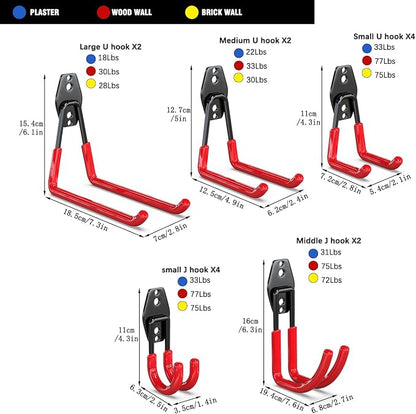 3-H Garage Wall Hooks 14 Pack, Garage Hooks Heavy Duty - Image 2