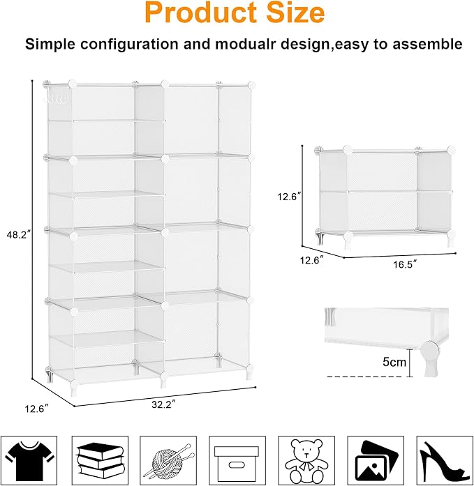 AWTATOS Closet Organizer 8 Cube Storage Shelves Clothes Organizers Closet - Image 3
