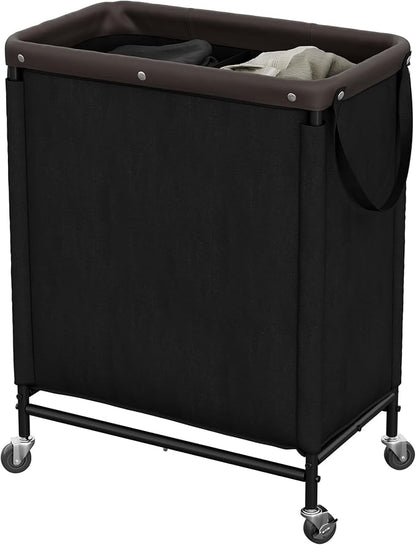 StorageWorks 2 Section Laundry Hamper, 100L Black Sorter Cart by StorageWorks