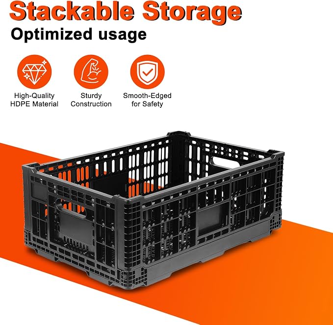 Collapsible Milk Crates for Storage, 52L Storage Crates, Heavy Duty Milk Crate - Image 4
