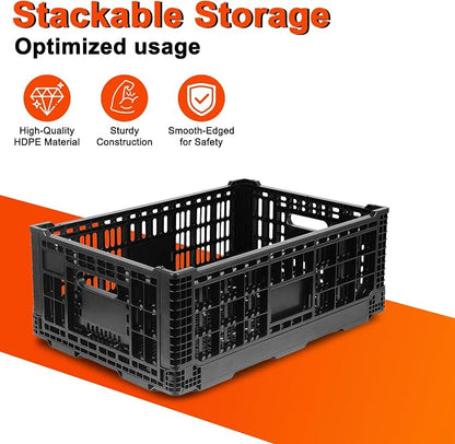 Collapsible Milk Crates for Storage, 52L Storage Crates, Heavy Duty Milk Crate - Image 4