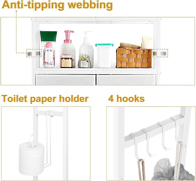 YBING Over The Toilet Storage Cabinet, Over Toilet Bathroom Organizer - Image 5