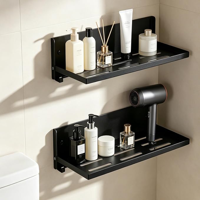Small Folding Metal Shelf with Hooks, Fold-up Wall Shelf, 6 Hooks, Drop Down - Image 8