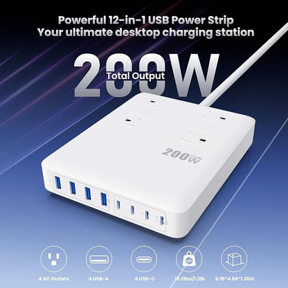 200W USB C Charging Station Power Strip - Image 4
