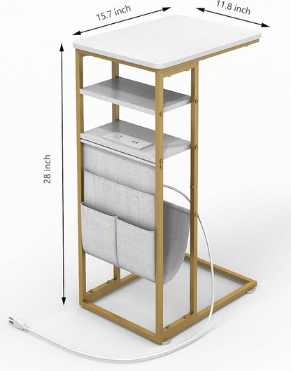 C Shaped End Table with Charging Station, Under Couch Table C-Shaped End Table - Image 2