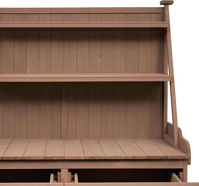 Merax Potting Bench Table with Cabinet and Open Shelves, Garden Potting Bench - Image 8