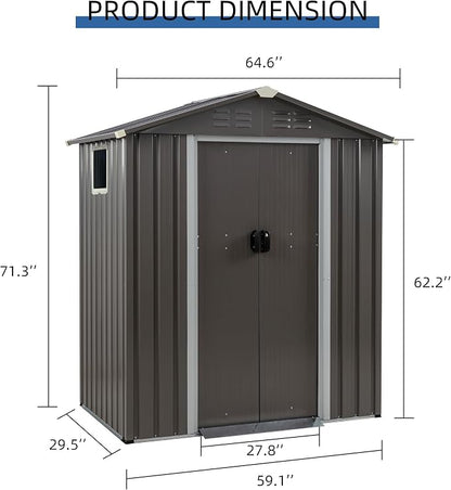 JY QAQA 5x3 FT Metal Outdoor Garden Storage Shed, Waterproof Metal Garden Sheds - Image 3