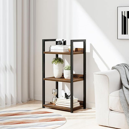 NUMENN Narrow Bookshelf, 3 Tier Freestanding Shelving Unit, Vintage | Small - Image 2