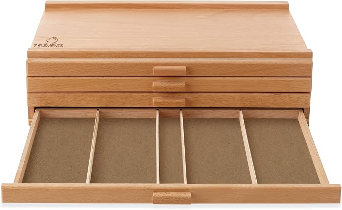7 Elements 4 Drawer Wooden Artist Storage Supply Box - Image 5