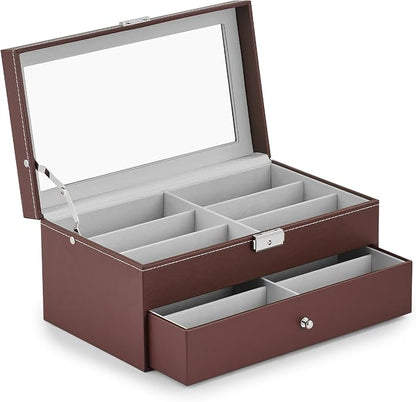 CO-Z Sunglasses Organizer with 12 Slots, Leather Eyeglasses Storage Box - Image 8