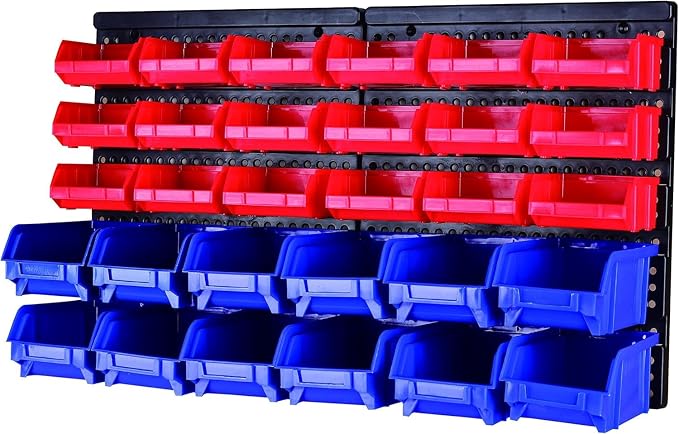 MaxWorks Wall Mount Storage Rack 30 Bin Heavy‑Duty Organizer by MaxWorks
