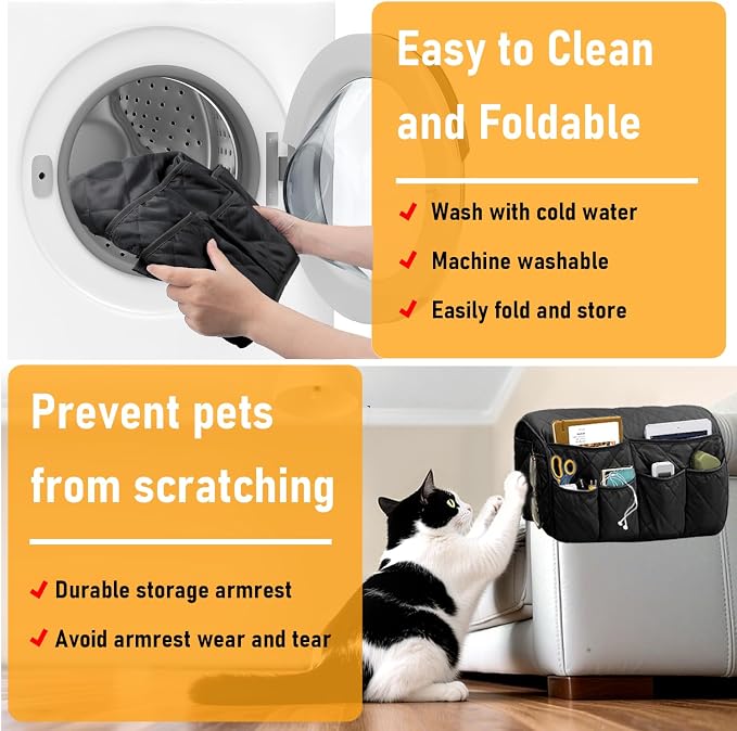 Armchair Caddy, Sofa Armrest Organizer, Non Slip Remote Control Holder - Image 5