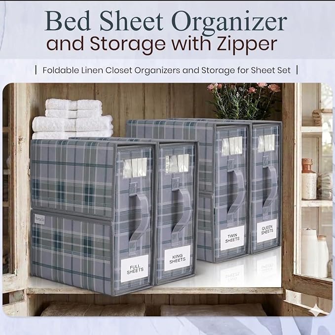 4 Pack Bed Sheet Organizer and Storage - Image 7