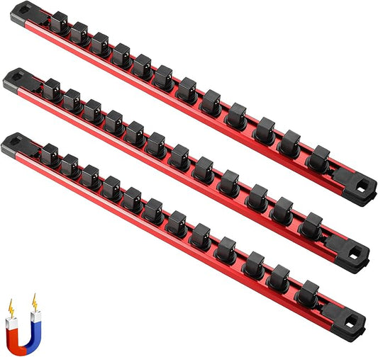 ALOANES 3-Piece Magnetic Socket Organizer, Heavy Duty Aluminum Socket Rails by Aloanes