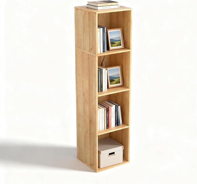 4 Cube Storage Organizer, 4 Tier Cube Low Bookcase Freestanding Storage Display by NewBeth