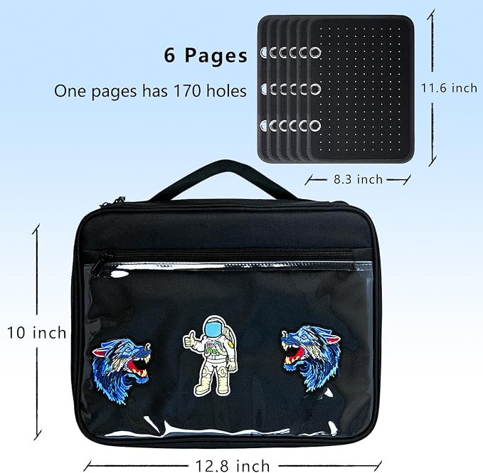 Black 6 Binder Enamel Pin Display Bag, Pin Books - Image 2