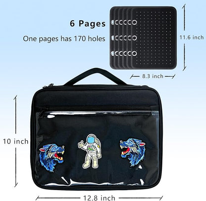 Black 6 Binder Enamel Pin Display Bag, Pin Books - Image 2
