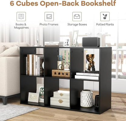 POWERSTONE 6 Cube Storage Organizer, 3 Tier Cubby Bookshelf Freestanding - Image 5