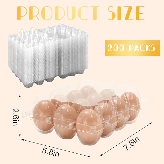 200Pcs Plastic Egg Carton Bulk Empty Clear Egg Tray Holder Container - Image 2