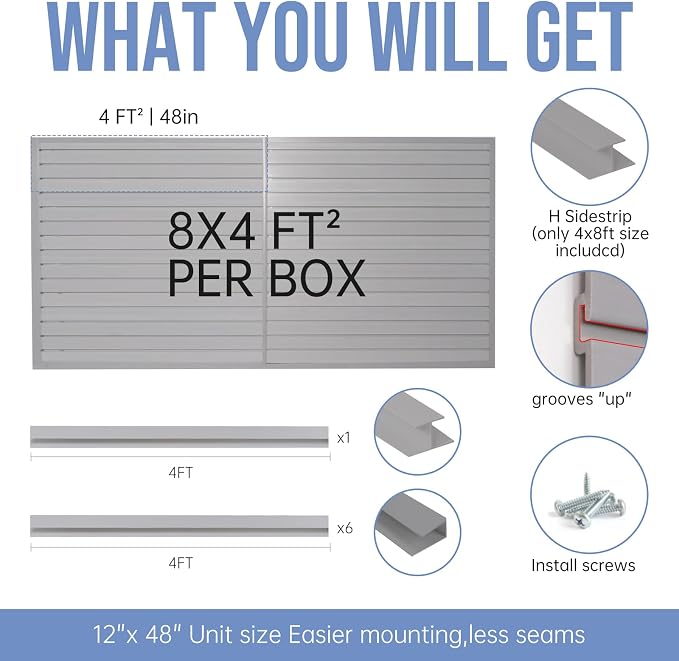 Slatwall Panels Garage Slat Wall Storage Systems 4'x 8', Slat Wall Paneling - Image 4
