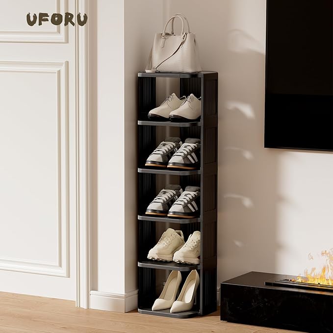 UFORU Small Shoe Rack, 5 Tier Plastic Vertical Shoe Rack - Image 2
