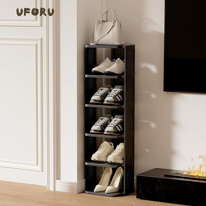UFORU Small Shoe Rack, 7 Tier Plastic Vertical Shoe Rack - Image 2