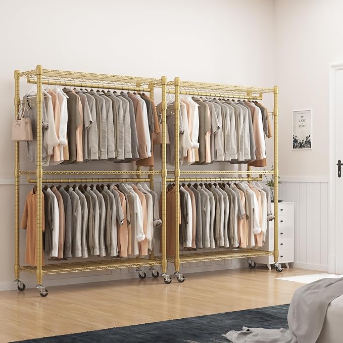 BATHWA Heavy Duty Garment Rack on Wheels, Rolling Clothes Racks - Image 6