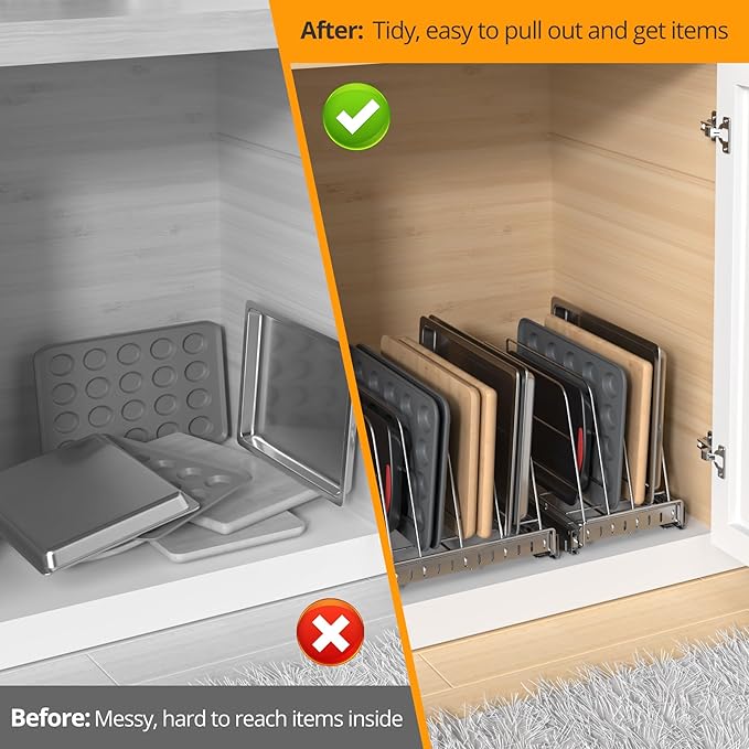 Pull Out Cabinet Organizer for Cutting Board, Cookie Sheet, Baking Sheet - Image 3