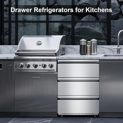 Drawer Refrigerator Outdoor Under Counter Stainless Steel 3 Drawers Beverage - Image 7