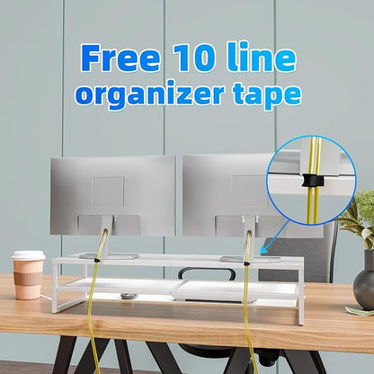 Simple Trending 2 Tier Metal Dual Monitor Stand Riser, Computer Office Desktop - Image 5