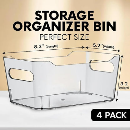 Small Clear Plastic Storage Bins, Fridge Organizer, Cabinet Organizers - Image 2