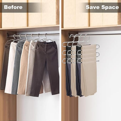 Pants Hangers Space Saving, 4 Pack Stainless Steel Non-Slip Hangers - Image 6