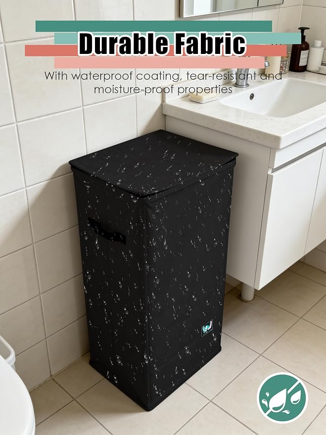 WTREE Laundry Hamper with Lid, Reinforced Sturdy Clothes Hamper with - Image 4