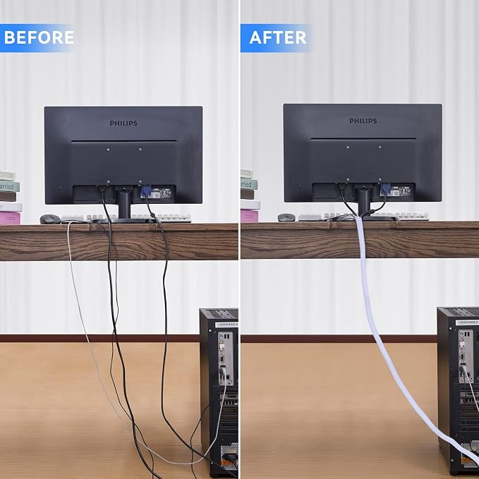 AGPTEK Cable Sleeve Cover, Home Office Wire Management Computer TV Wire Loom - Image 6