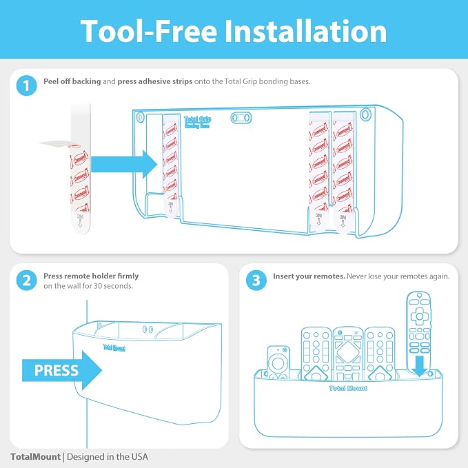 TotalMount Hole-Free Remote Holder – Eliminates the Need to Drill Holes in Your - Image 8