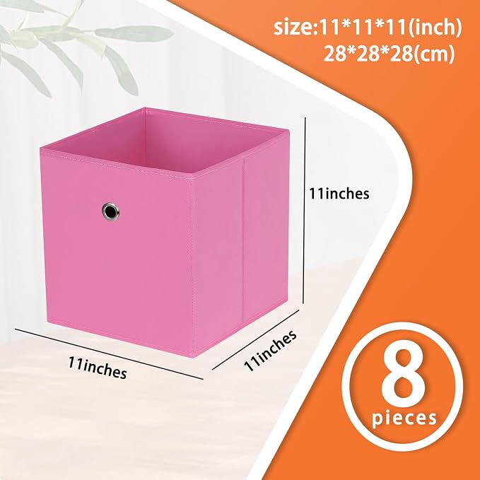 Foldable Storage Cubes Bins, 11 Inch Cloth Storage Cube Fabric Storage Box - Image 2