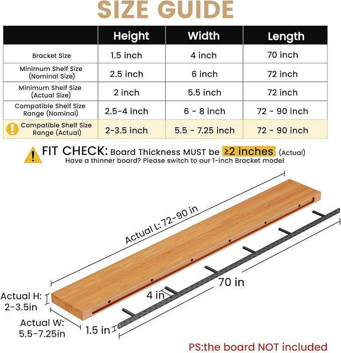 1 Pack Large Shelf Brackets Long Floating Shelf Bracket Invisible Floating - Image 2