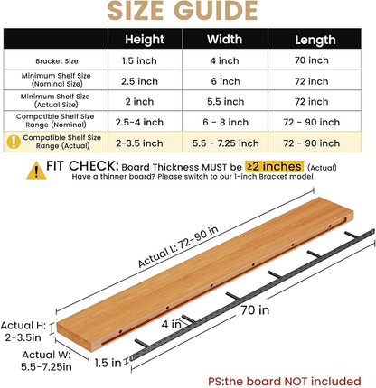 1 Pack Large Shelf Brackets Long Floating Shelf Bracket Invisible Floating - Image 2