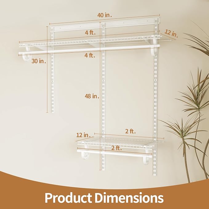 PROWORX 2-4 Ft. White Custom Insert Wire Closet Organizer System Kit | - Image 4