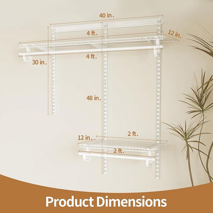 PROWORX 2-4 Ft. White Custom Insert Wire Closet Organizer System Kit | - Image 4
