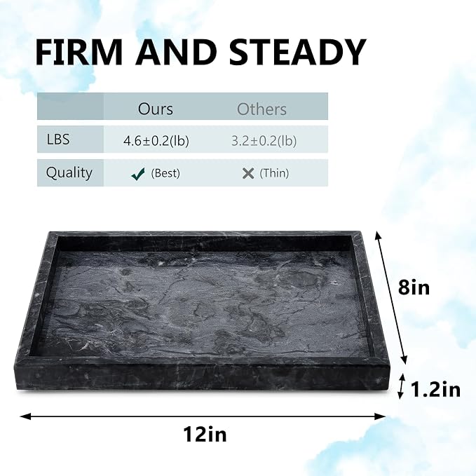 Real Natural Marble Tray for Bathroom, Kitchen and Desktop, Rectangle Genuine - Image 2
