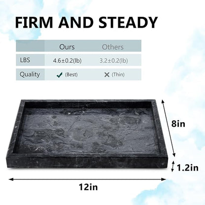 Real Natural Marble Tray for Bathroom, Kitchen and Desktop, Rectangle Genuine - Image 2