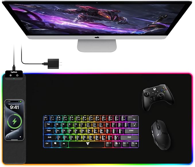 TopMade Mouse Pad with Wireless Charging, 31.5" x 15.75" Large Desk Mat RGB by TopmadeProduct-Ordernow