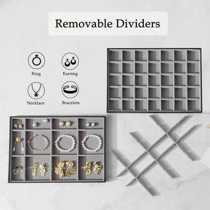 Large Jewelry Organizer Tray 2 Pack, Stackable Jewelry Storage Holder - Image 2