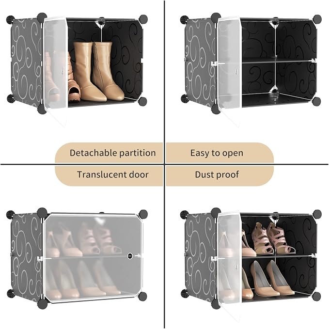 Portable Shoe Rack with Door, 64 Pairs Cabinet Easy Assembly, Plastic - Image 7