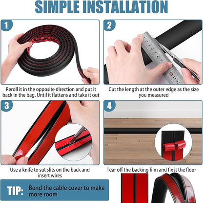 Floor Cord Covers for Wires 10FT Cable Hider Wire Coverr Self Adhesive Cord - Image 5